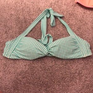 Aerie Teal Gingham Bikini Top